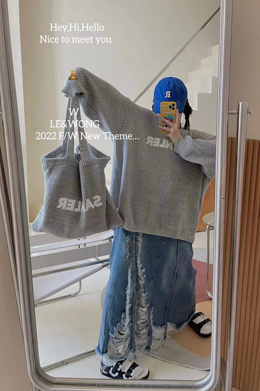 【LE&WONG】Designer recommended hot girl all-match elastic waist skirt denim skirt 2037