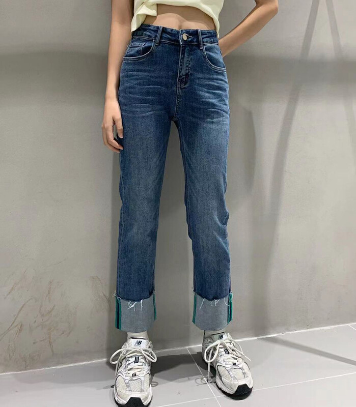 New in autumn! [RJ1980] Korean version of comfortable and versatile slim-fit small straight jeans 63528# HYY