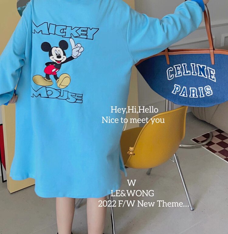 【LE&WONG】Children's cartoon Mickey heavy craft embroidery dress (cute polo sweater for age reduction) 1902# FHX