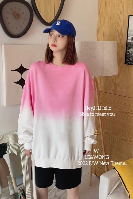 Original price 77.83! [LE&WONG] Designer recommended tie-dye gradient element sweater loose all-match sweater 1868
