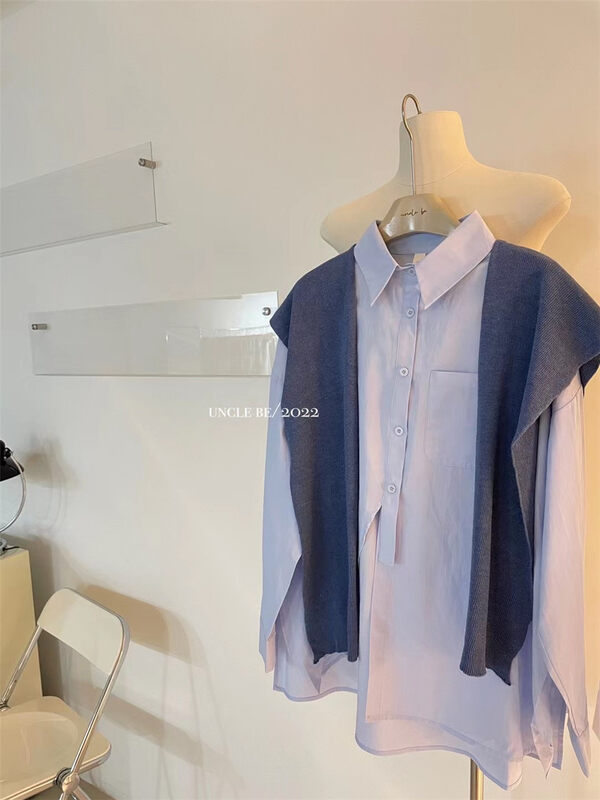 New in autumn!【UNCLE BE】Single-breasted comfortable shirt (only selling shirts) 5068# L