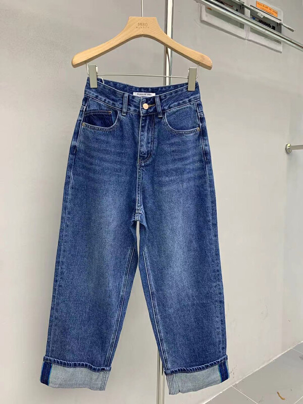 New in autumn! [RJ1980] Rainbow cloth comfortable all-match wide-leg jeans 2A63537# HYY