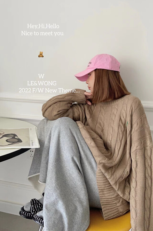 【LE&WONG】Korean school girl age reduction net version macaron color sweater pullover sweater 7017