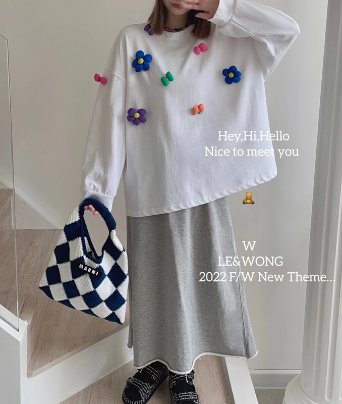 【LE&WONG】Handmade Flower Craft Exclusive Homemade Sweater (Sweet Candy Color Sweater) 1878-1# FHX
