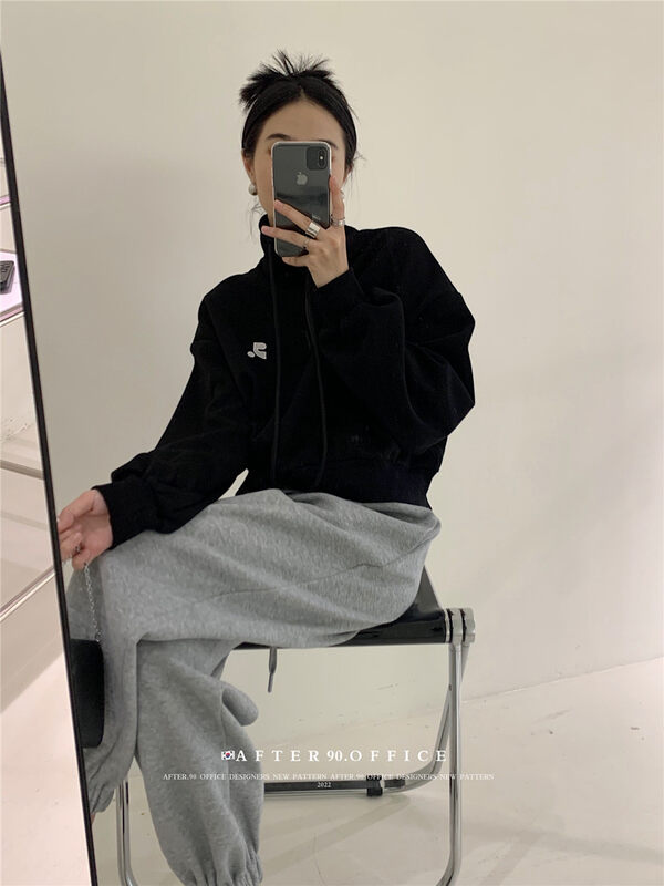 New in autumn!【AFTER.90】Stand-collar all-match fashion half-zip sweater 6995# L
