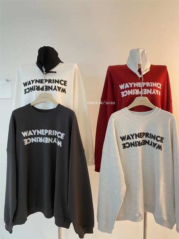 New in early autumn! [UNCLE BE] Letter Print Comfortable Versatile Sweater (Only Sweater) 3123# L