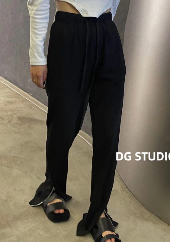 New in autumn! [DG] side slit zipper strap casual pants 8313# XJ