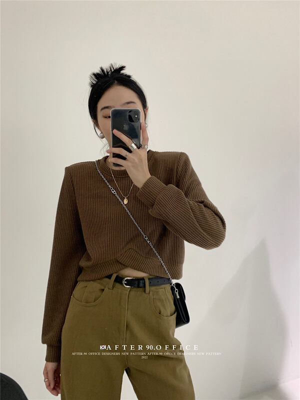 New in autumn! [AFTER.90] Pullover comfortable all-match round neck sweater a6997# L