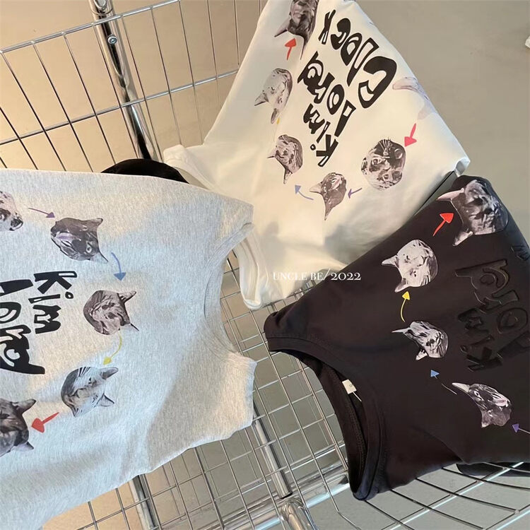 New in early autumn!【UNCLE BE】Korean round neck pattern printed long-sleeved T-shirt 2139# L