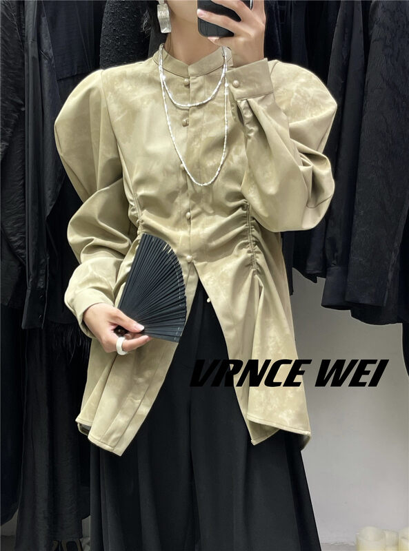 New in autumn! [VRNCE] big-name simple puff sleeve drawstring design leather jacket 5506AC# XYJ