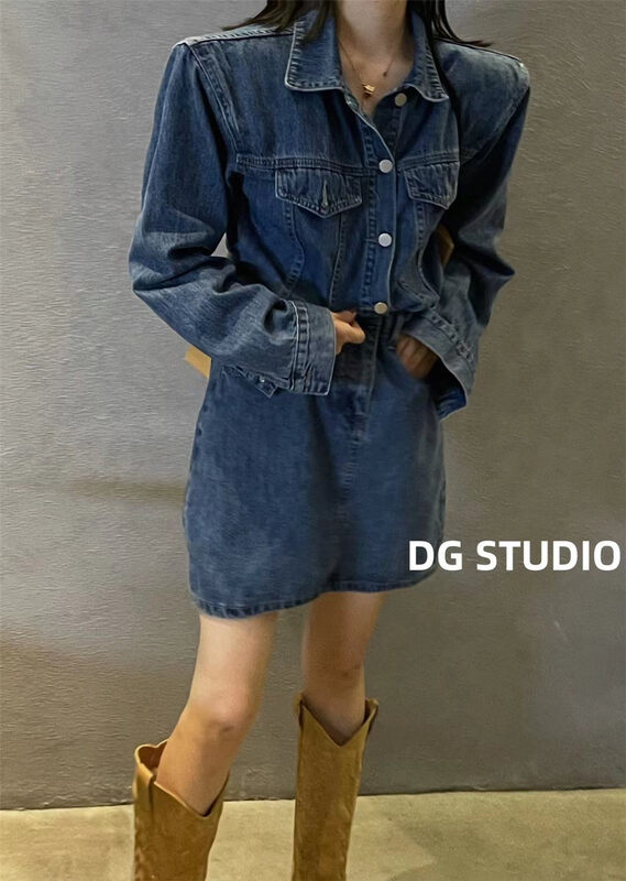 New in early autumn! [DG] Retro denim bag hip dress 8278# XJ