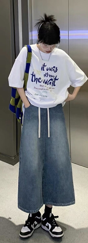 New Autumn!【0576JEANS】Fashion Korean Drawstring Skirt 50022# LSL