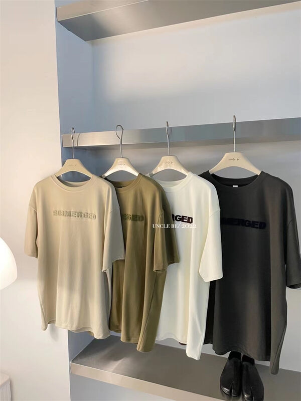 New in autumn! [UNCLE BE] pullover letter comfortable short-sleeved T-shirt 2176# L