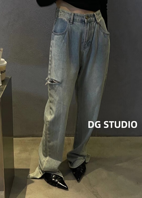 Early autumn new [DG] side ripped jeans 8242# XJ