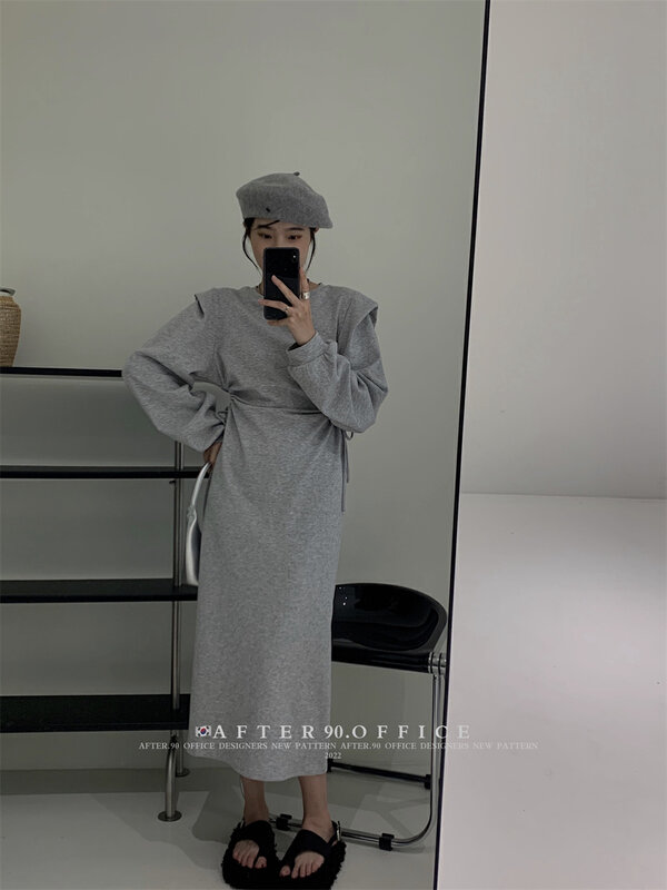 New in early autumn! [AFTER.90] Round neck loose and slim dress a2201# L