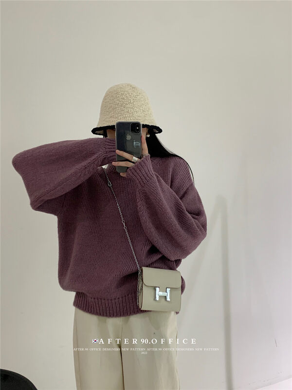 New in autumn! [AFTER.90] Round neck pullover comfortable clean warm sweater M7709# L
