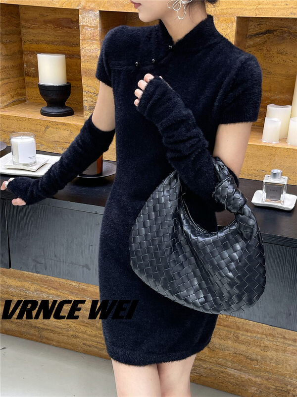 New in autumn! [VRNCE] Retro short-sleeved new Chinese dress (with sleeves) 7329# XYJ