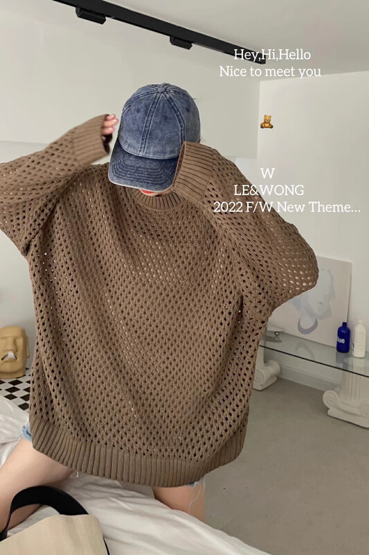 【LE&WONG】Sweet and Cool Hollow Sweater Pullover Sweater for Men and Women 7020