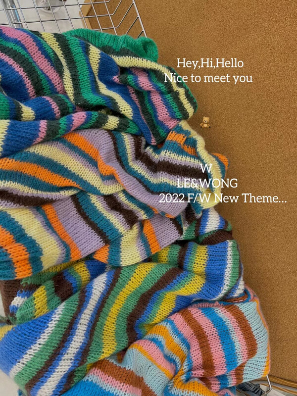 【LE&WONG】Classic Retro Striped Contrast Color Pullover Sweater Sweater 8323-1