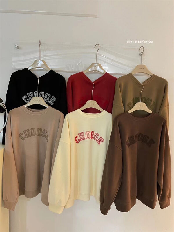 New in autumn! [UNCLE BE] letter pullover comfortable all-match sweater 2181# L