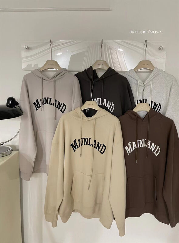New in autumn! [UNCLE BE] Hooded Drawstring Alphabet Sweatshirt 3162# L