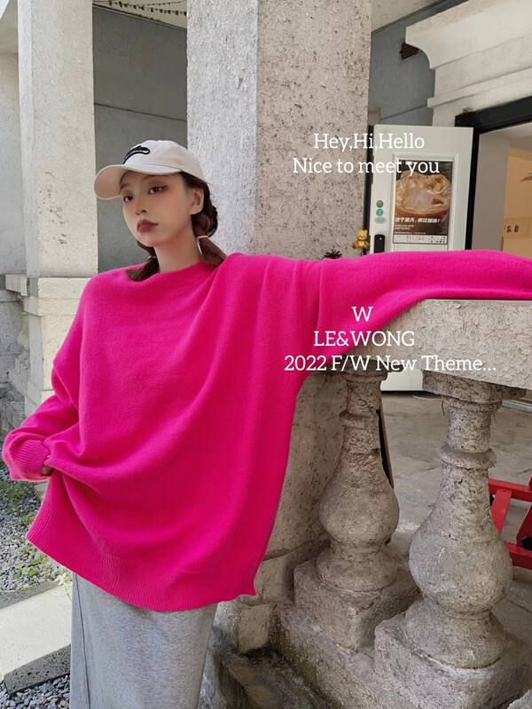 【LE&WONG】Candy Color Simple Neat Soft Waxy Sweater Pullover Sweater 7026