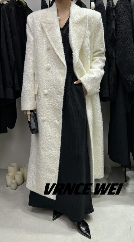 New in autumn! [VRNCE] Big-name simple jacquard double-breasted brushed coat 5387C# XYJ