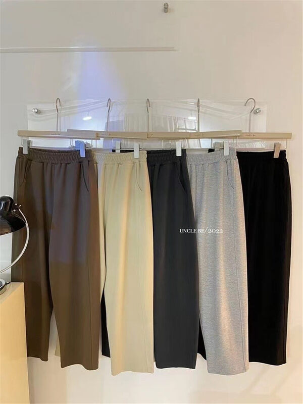 New in autumn! [UNCLE BE] Elastic waist slim texture casual pants 5066# L