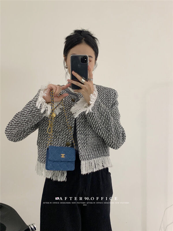 New in autumn! [AFTER.90] tassel small fragrance temperament short coat 2227# L