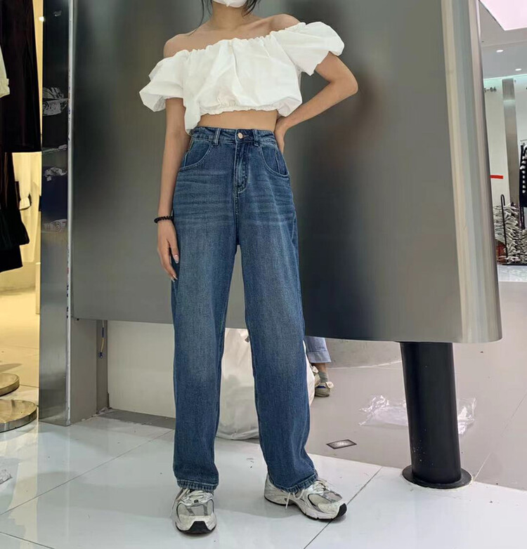 Autumn is new! [RJ1980] Korean version of the high-waisted slim fit all-match wide-leg jeans 2A63531# HYY