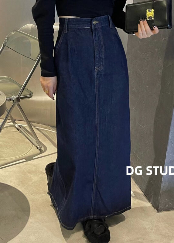 New in autumn! [DG] High waist long denim skirt 8316# XJ
