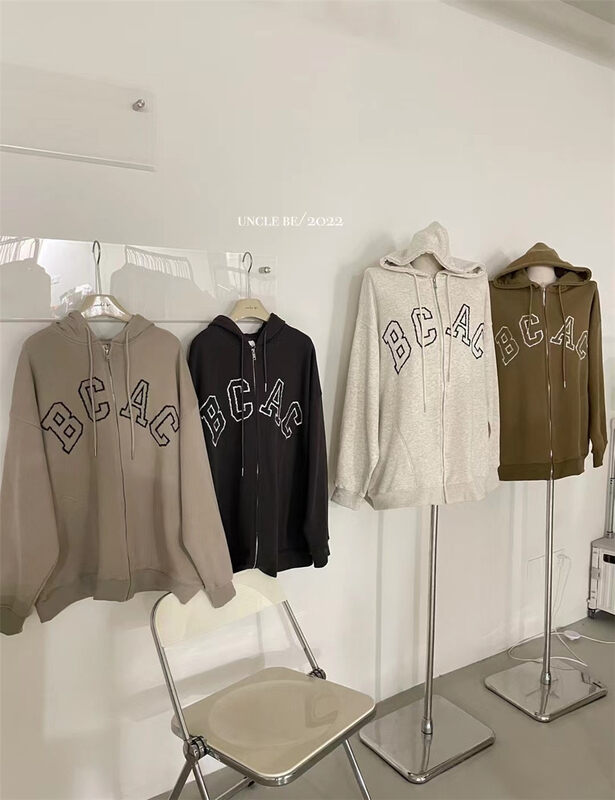 New in autumn! [UNCLE BE] Zipper Drawstring Letter Comfort Short Jacket 2180# L