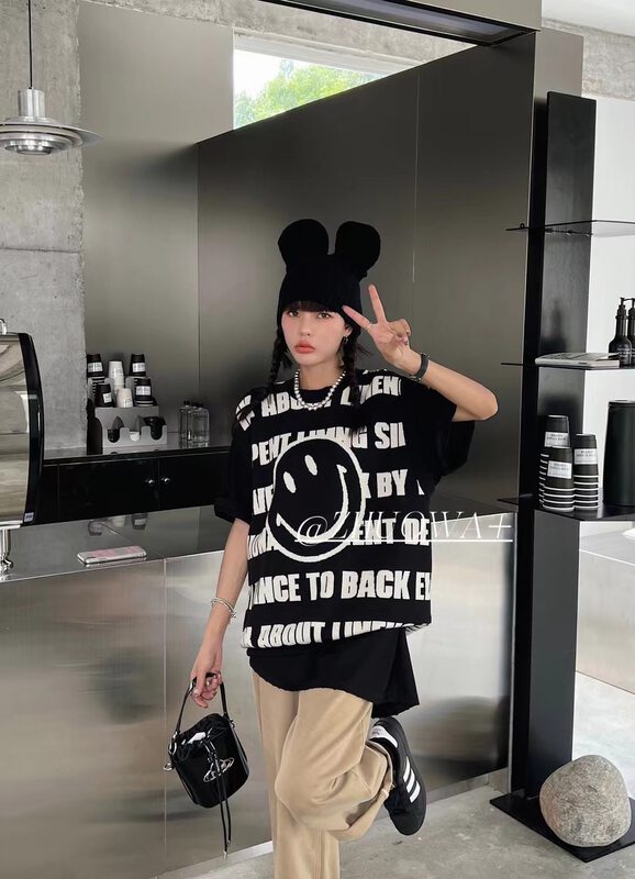 Autumn models are new! [Strictly selected by buyers - Zhuowa] Personalized letter smiley loose vest 5582# CL