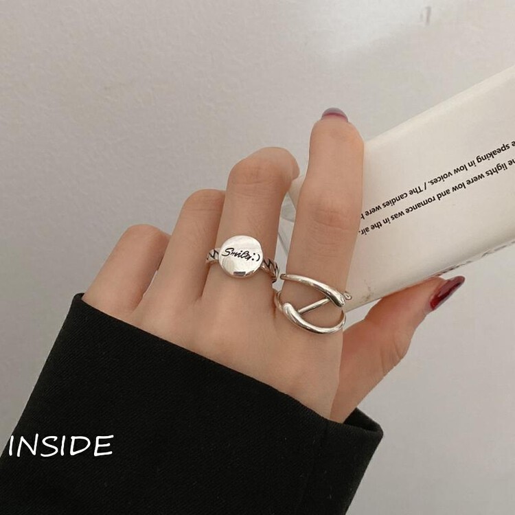【INSIDE】Fashion niche design ring (with box randomly) (two-piece set) J3426# ZXL