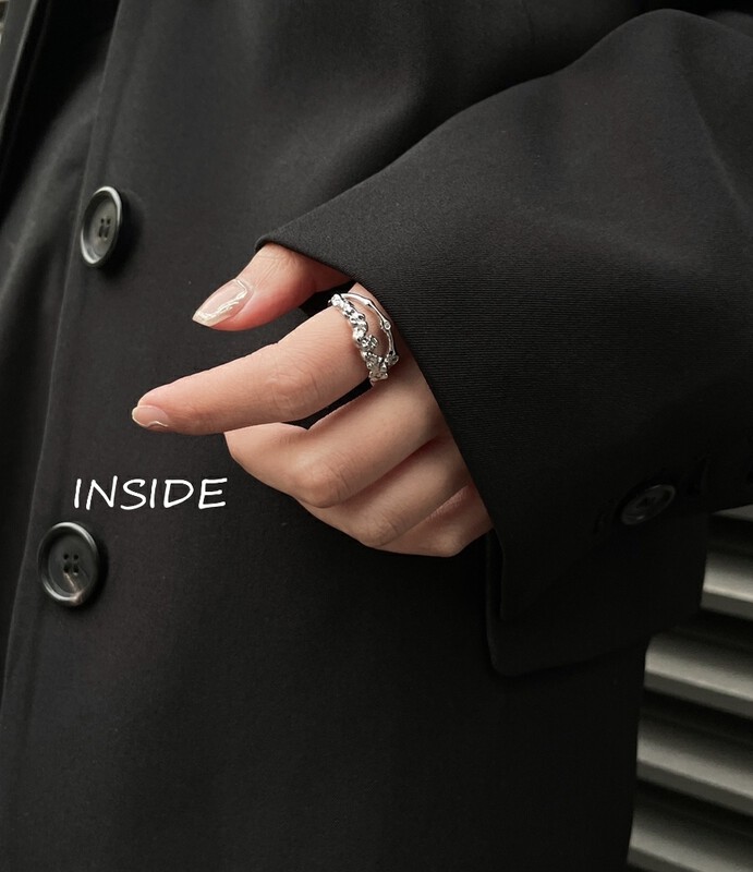 [INSIDE] Delicate, cool, niche design, irregular texture, double-layered ring (with box randomly distributed) J3569# ZXL