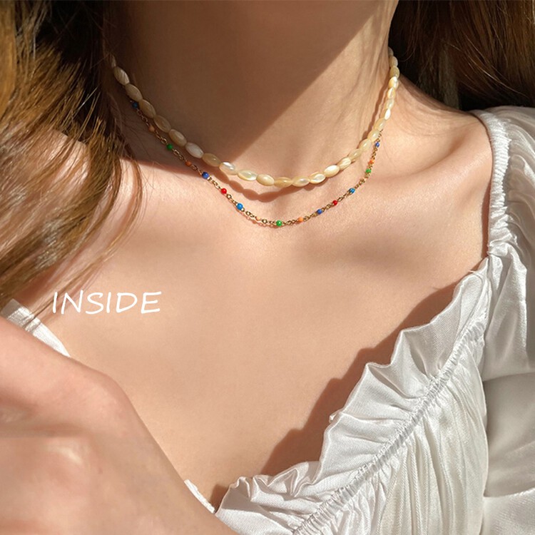 【INSIDE】Korean Exquisite Color Rice Bead Natural Style Short Necklace (with Box Random) X3408# ZXL
