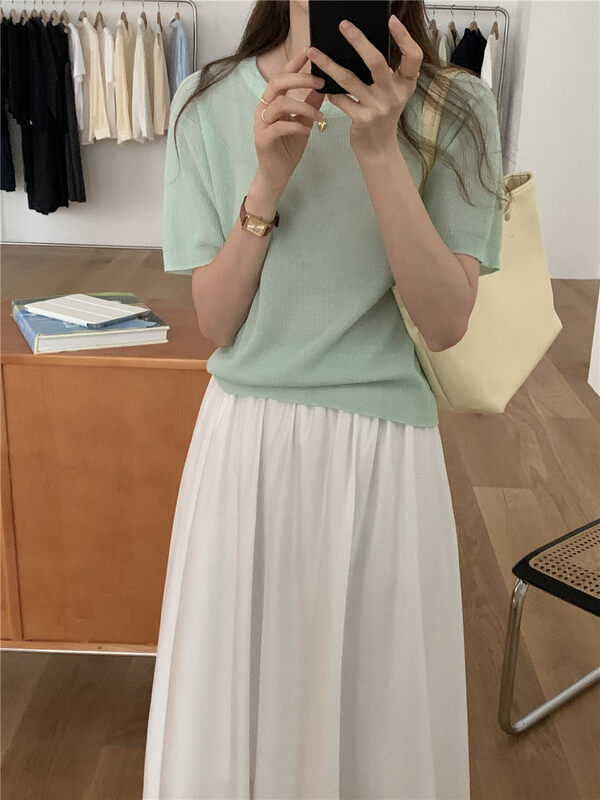 Original price 73.32! New for autumn! [T.G] round neck back waistless all-match drawstring knitted sweater 17659A# CLS