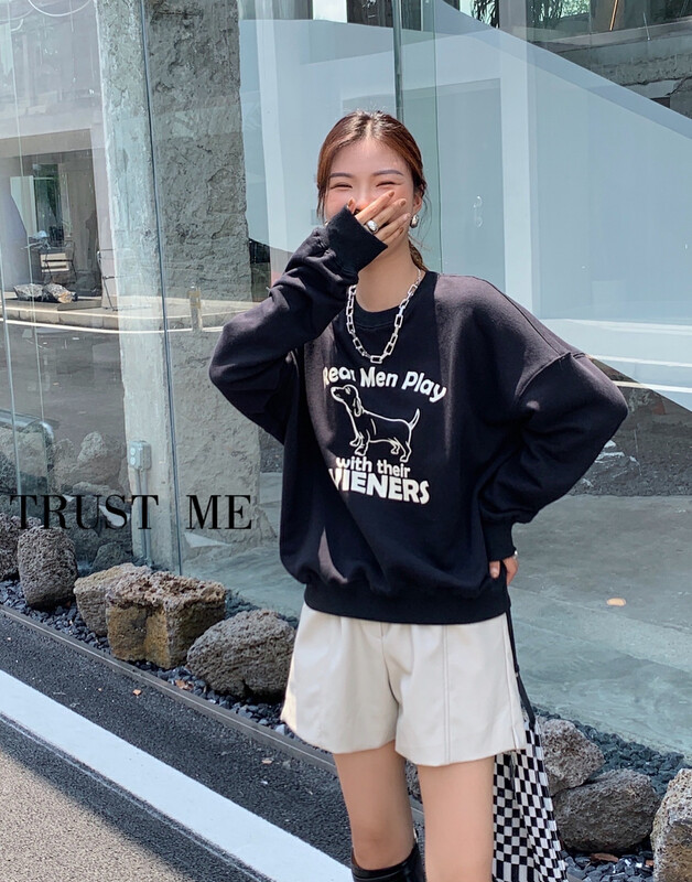 Original price 84.90! 【TRUSTME】Fashion Letter Loose Sweater 18780# YYW