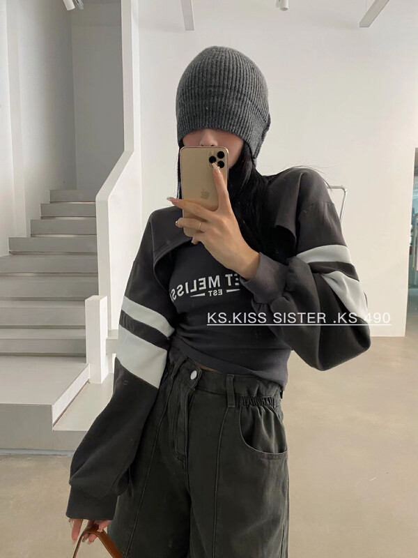 New in early autumn! [KS] Retro casual color contrast sweater (with vest) 22267# CQW
