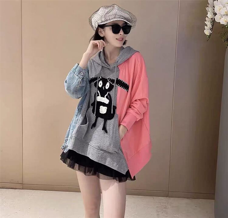 New in autumn!  [Yayiro] Casual Loose Stitching Design Hooded Pullover Sweater 2699# GYJ