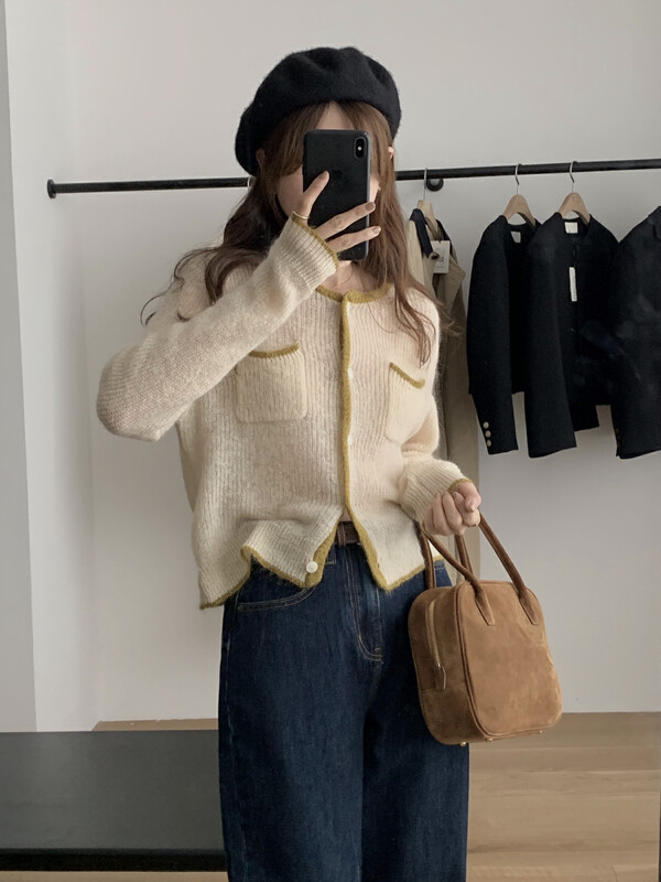 New in early autumn! [T.G] round neck single-breasted all-match knitted cardigan 17881# CLS