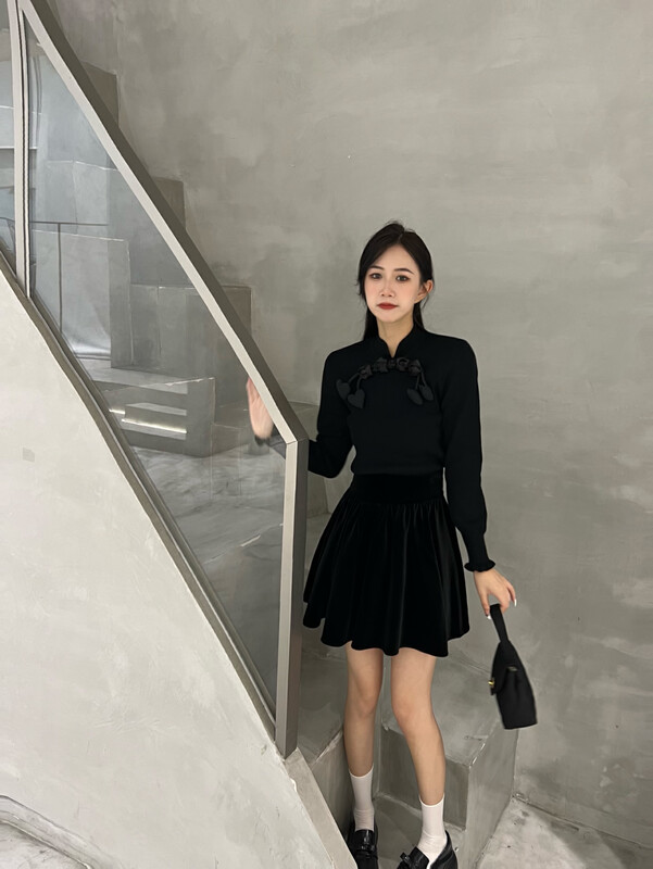 [FEI MAO] Lazy wind retro gentle soft waxy three-dimensional flower sweater shirt Z-5114