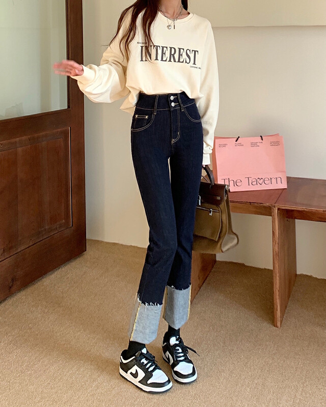 Autumn is new! [Timely rain] Korean style ins retro design jeans 41226# WPL