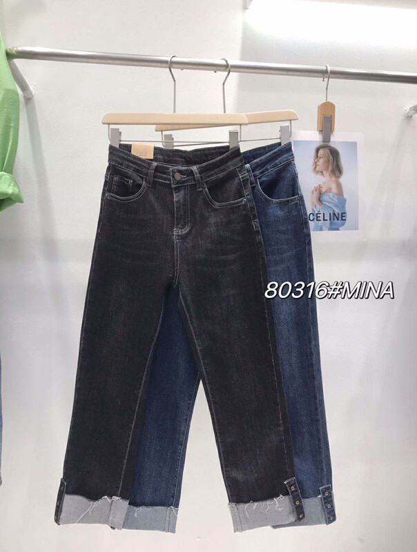 New in autumn!【MINA】Stretch straight-leg slim all-match jeans 80316-2# LSW