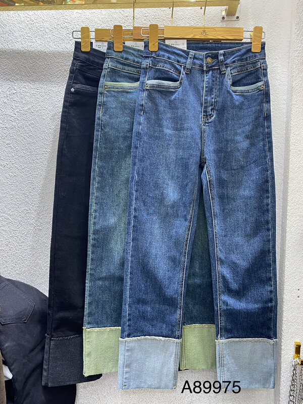 New in autumn! [QUEEN QUEEN] Korean version of the fashion slim and versatile jeans A89975# OZQ