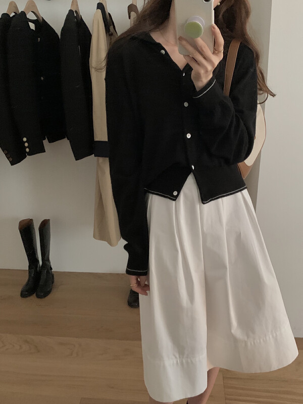 New in early autumn!【T.G】Casual color matching breasted loose warm sweater 18186# CLS