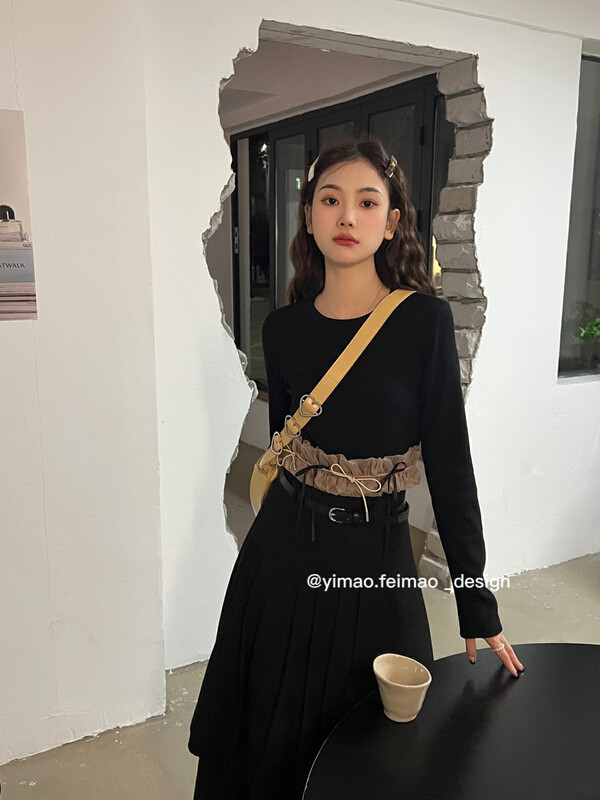 [FEI MAO] Round neck pullover stitching bottoming shirt Z-8521# LSL