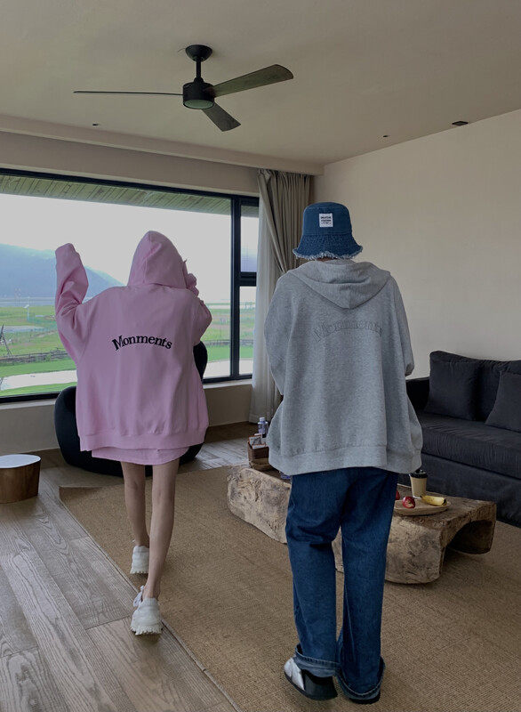 [11AN] Front and rear echo printed hooded cardigan short jacket A6806