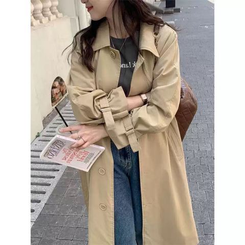  new temperament windbreaker coat women's spring and autumn coat small medium long windbreaker