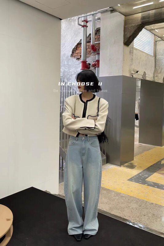 New in autumn!【IN.CHOOSE U】Korean loose wide-leg casual jeans 69527# CQW